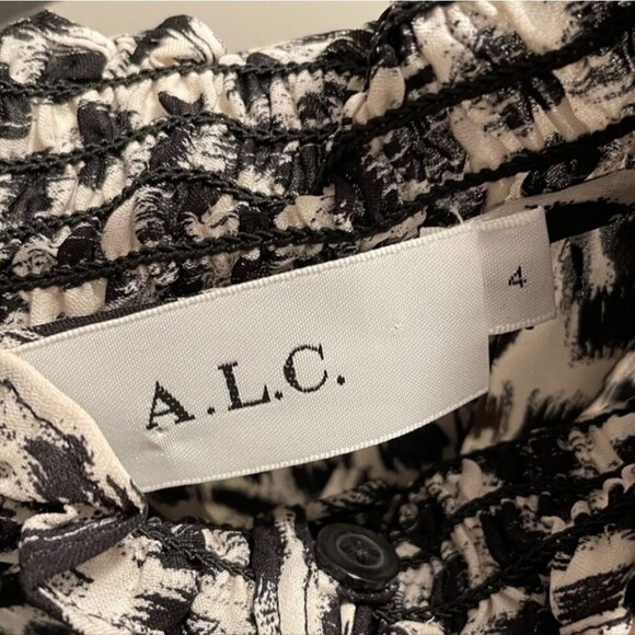 A.L.C Cody Leopard Print Silk Dress Mini Black White High Neck Sleeveless Size 4 - Picture 8 of 8